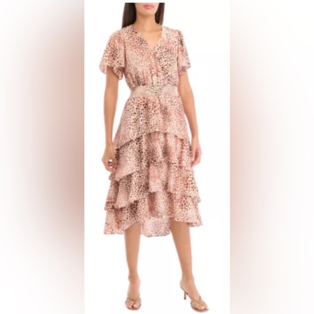 LIKE NEW Vince Camuto Animal Print Asymmetrical Hem Midi Dress XL